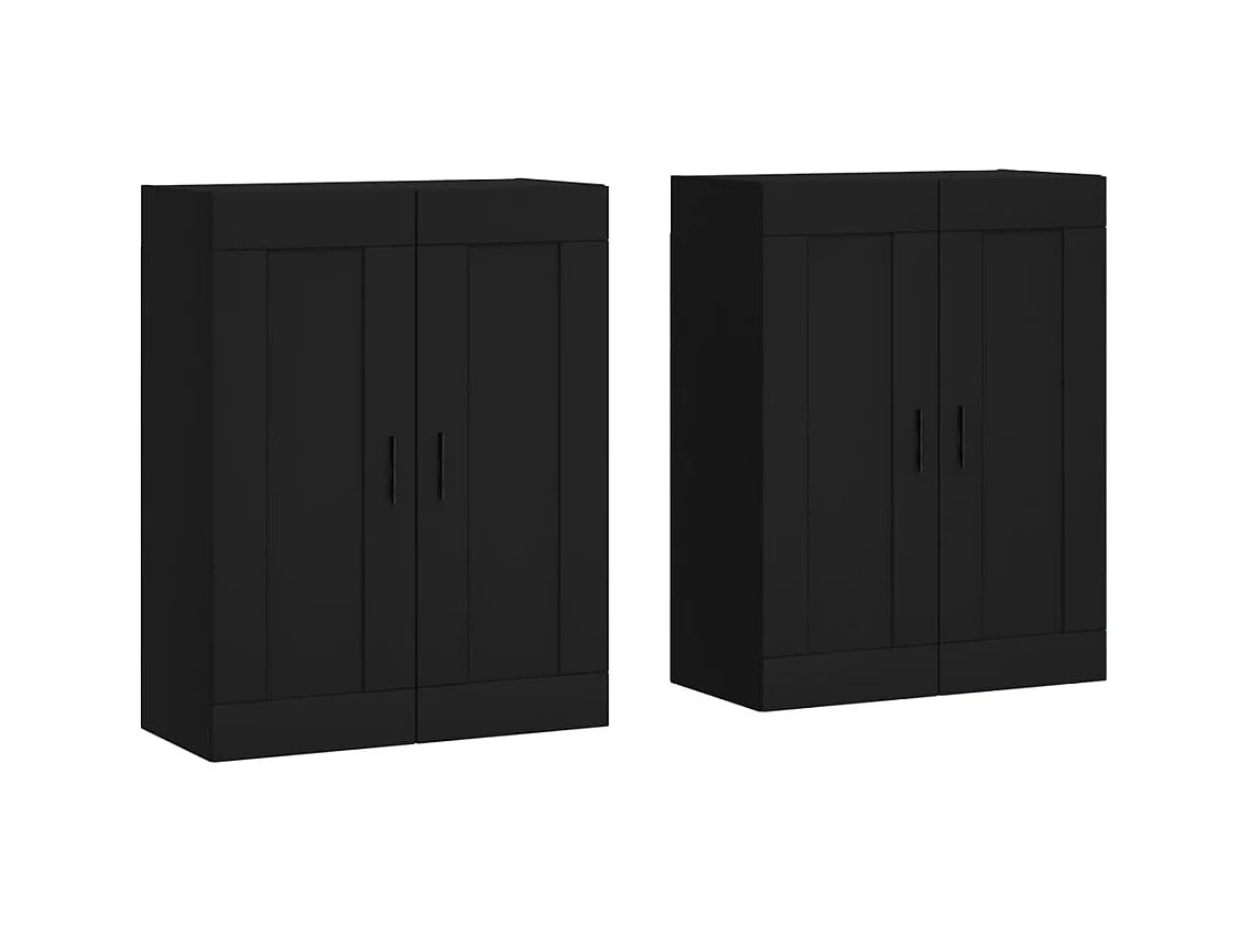 Armoires murales 2 pcs noir bois d'ingénierie