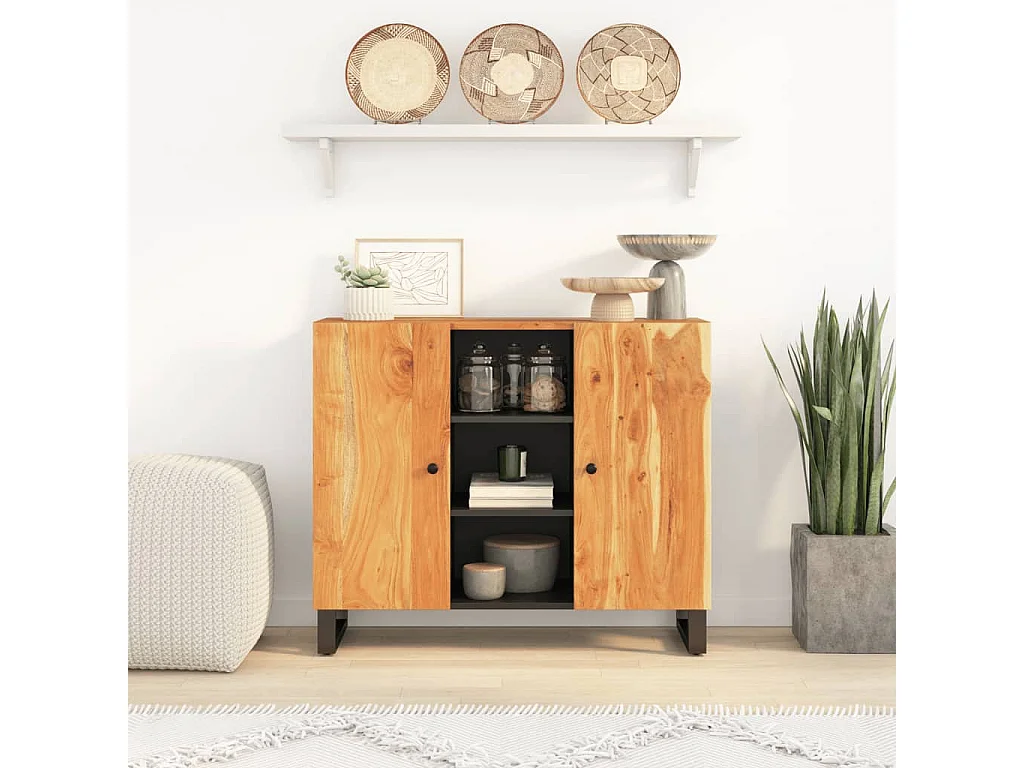 Buffet avec 2 portes 90x33x75 bois massif d'acacia