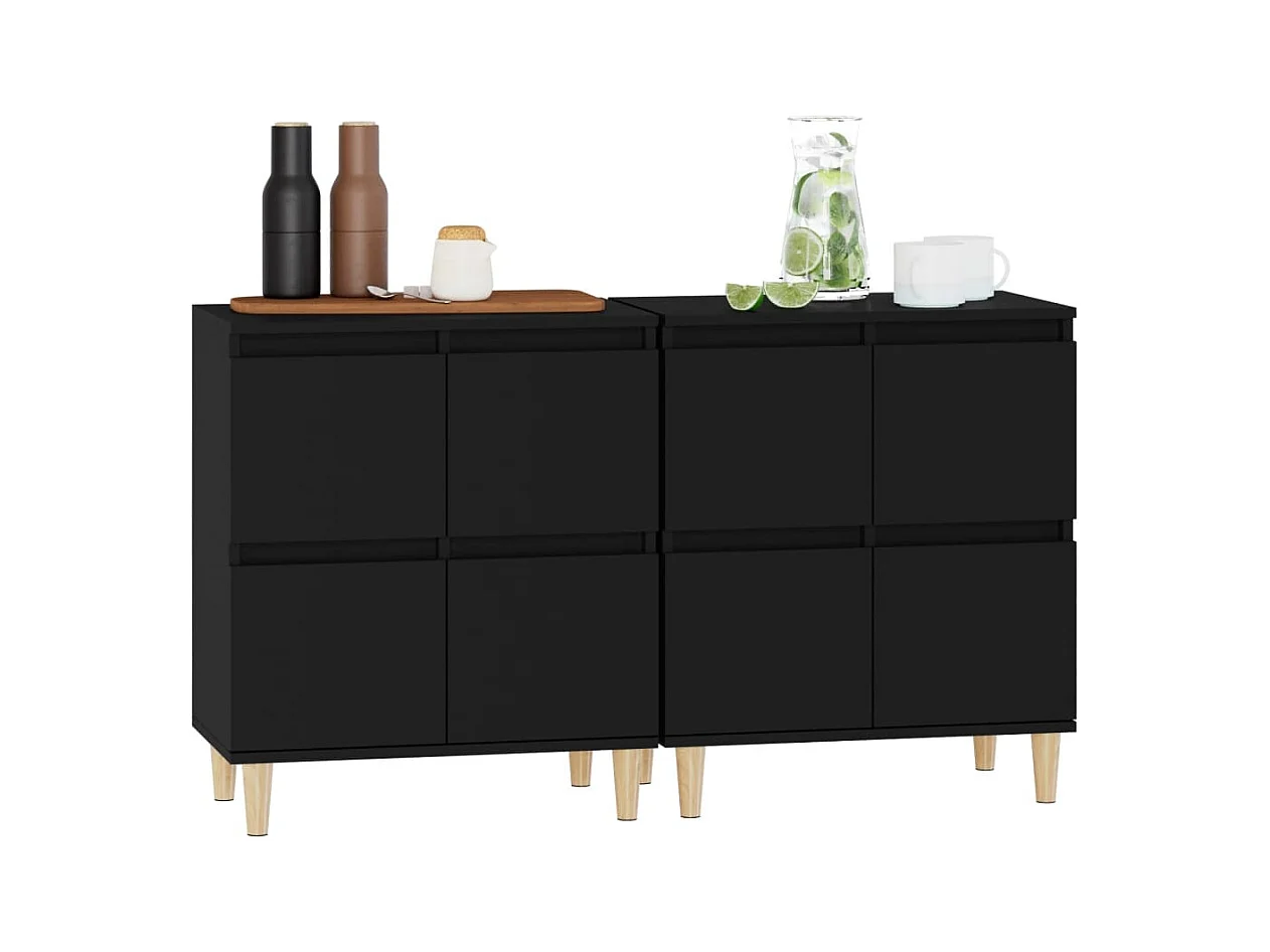 Buffets 2 pcs noir 60x35x70 bois d'ingénierie