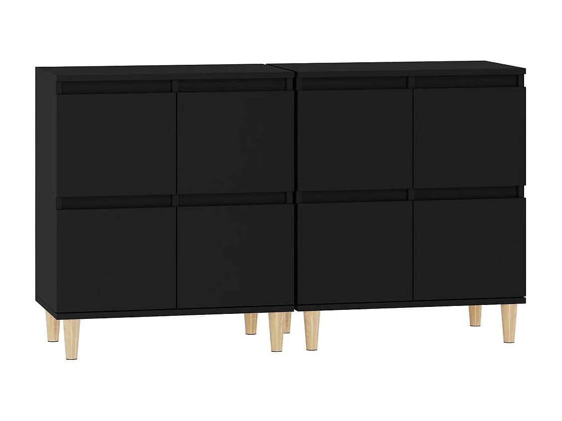 Buffets 2 pcs noir 60x35x70 bois d'ingénierie