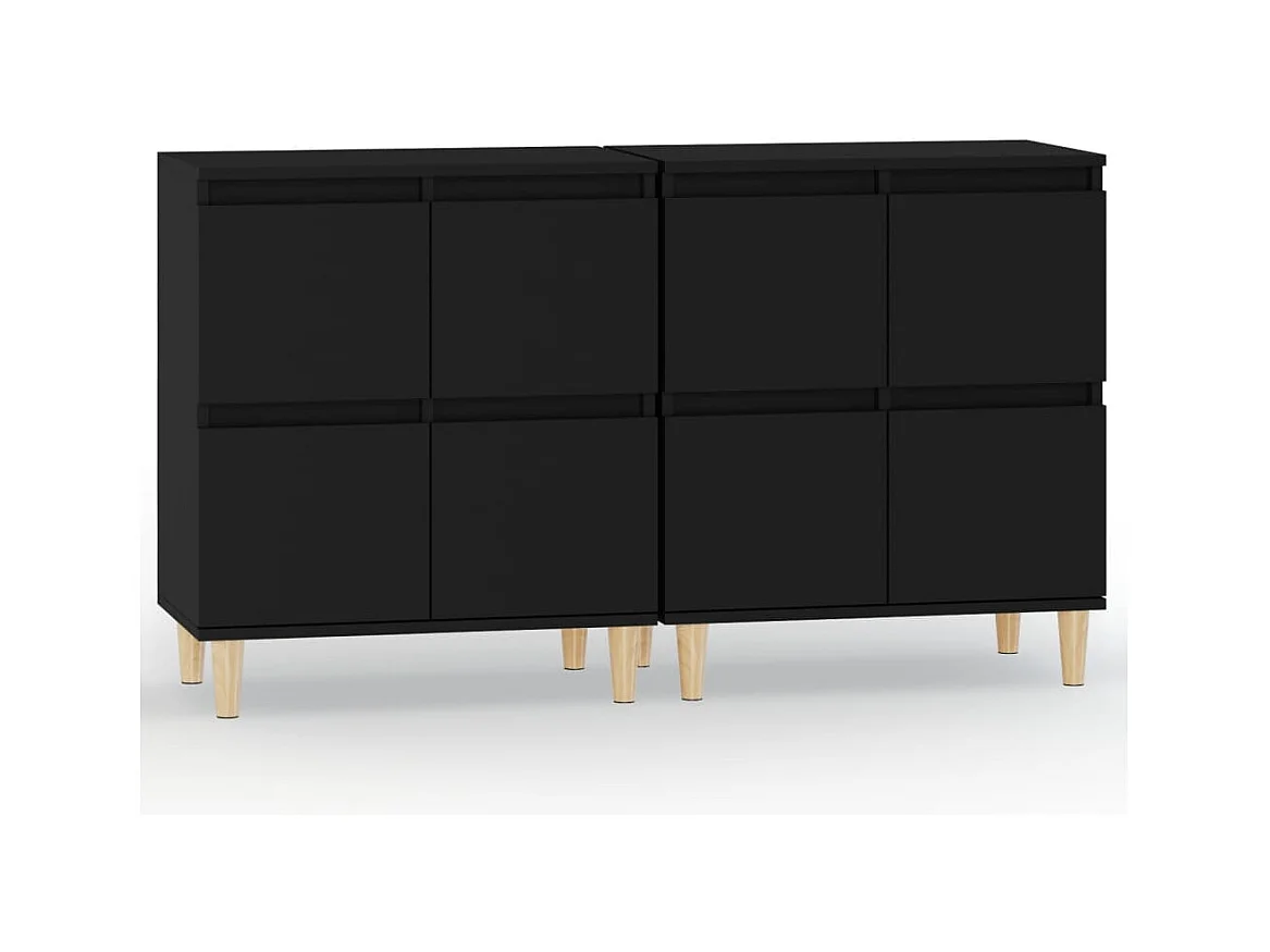 Buffets 2 pcs noir 60x35x70 bois d'ingénierie