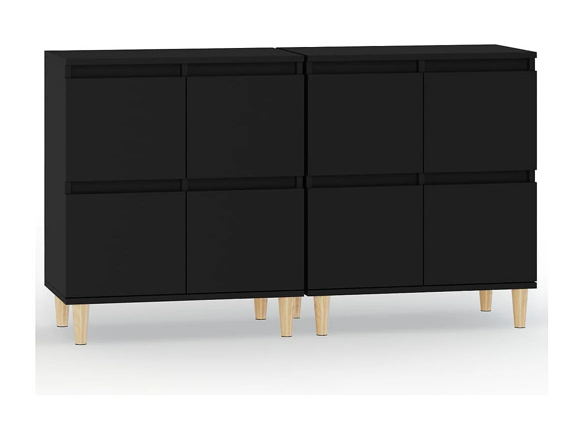 Buffets 2 pcs noir 60x35x70 bois d'ingénierie