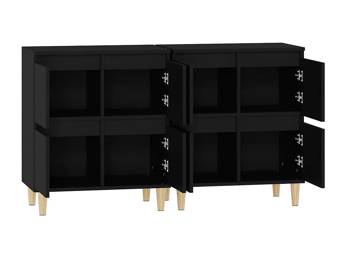 Buffets 2 pcs noir 60x35x70 bois d'ingénierie