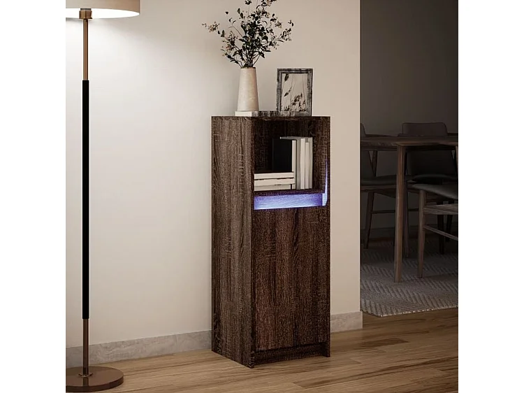 Buffet avec LED chêne marron 38x34x100 bois d'ingénierie