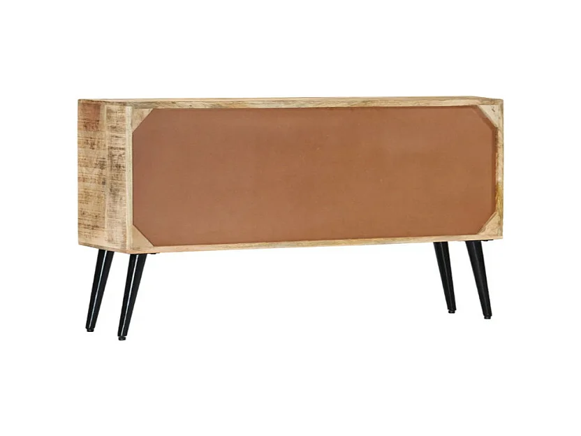 Buffet 2 portes 3 tiroirs manguier massif clair et pieds métal noir Bastia