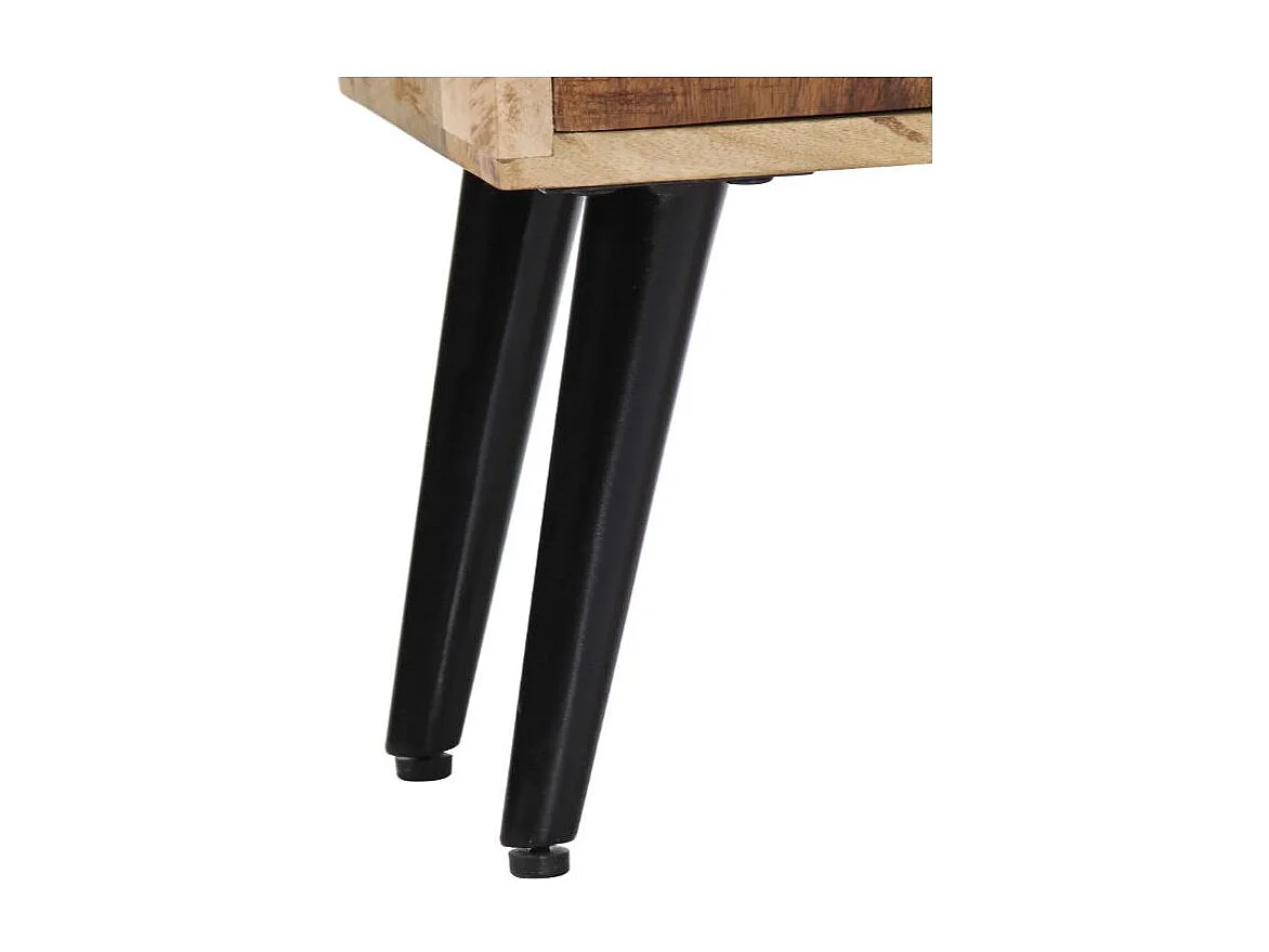 Buffet 2 portes 3 tiroirs manguier massif clair et pieds métal noir Bastia