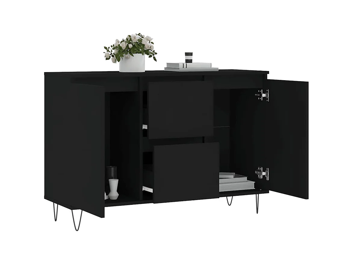 Buffet noir 104x35x70 bois d’ingénierie