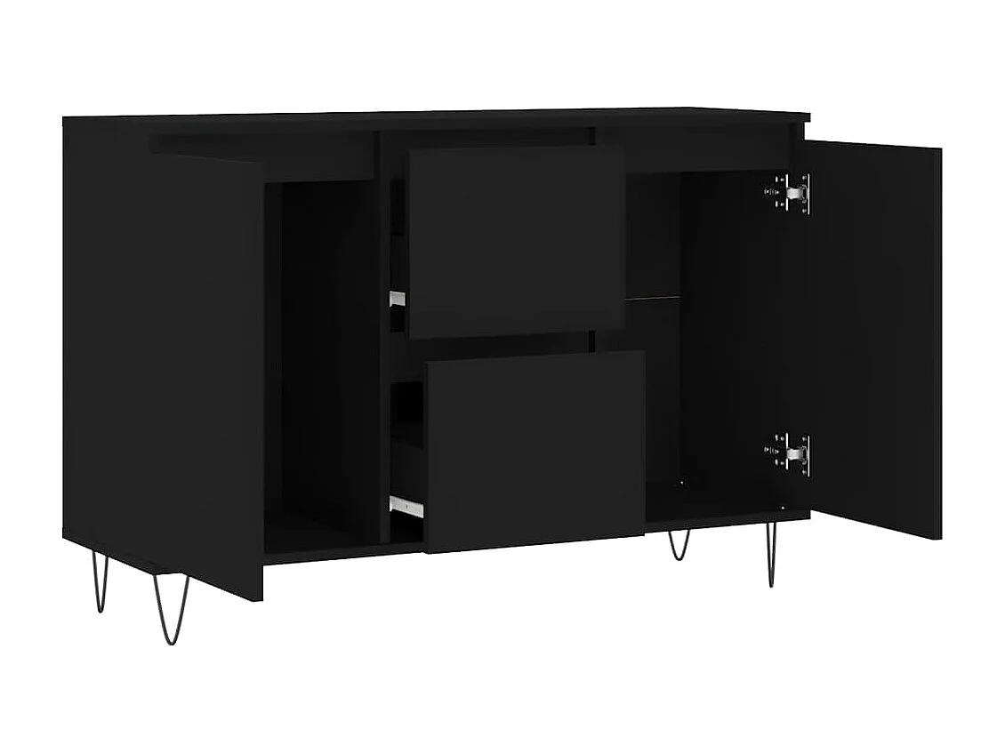 Buffet noir 104x35x70 bois d’ingénierie