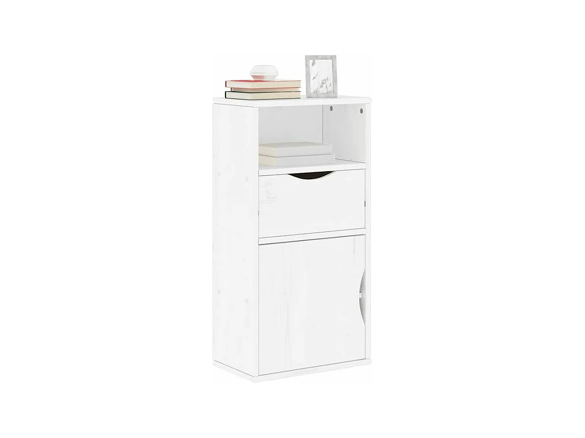 Armoire latérale tiroir ODDA blanc 40x24x79 bois massif pin