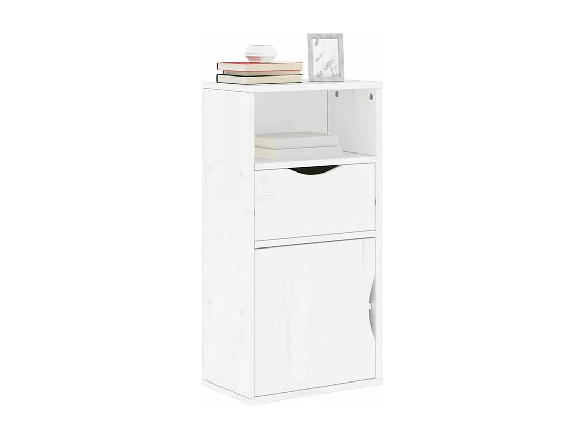 Armoire latérale tiroir ODDA blanc 40x24x79 bois massif pin