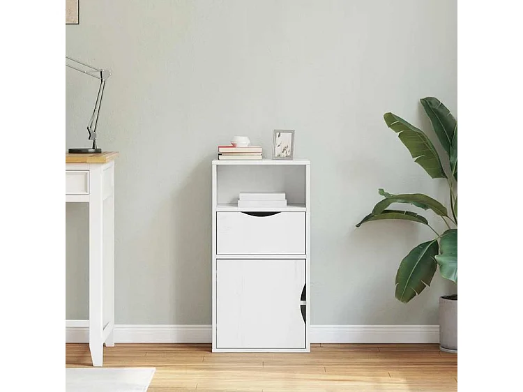 Armoire latérale tiroir ODDA blanc 40x24x79 bois massif pin