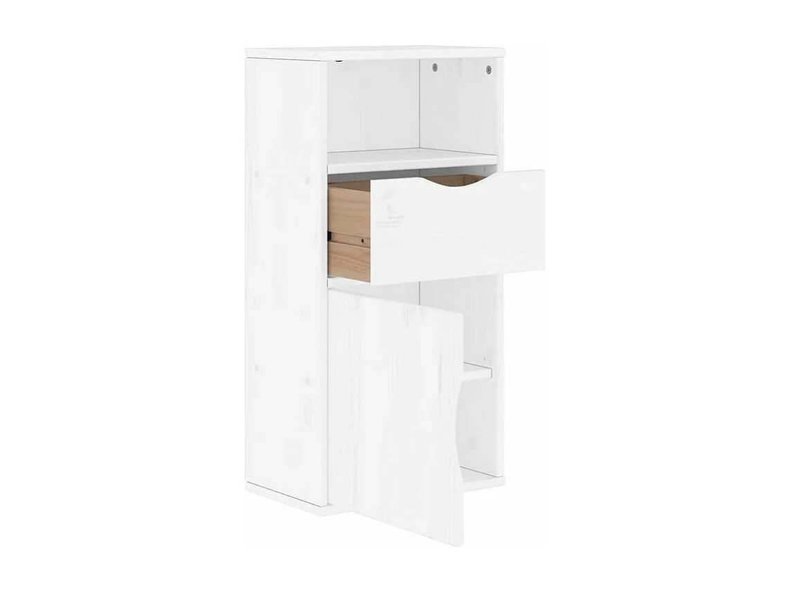 Armoire latérale tiroir ODDA blanc 40x24x79 bois massif pin