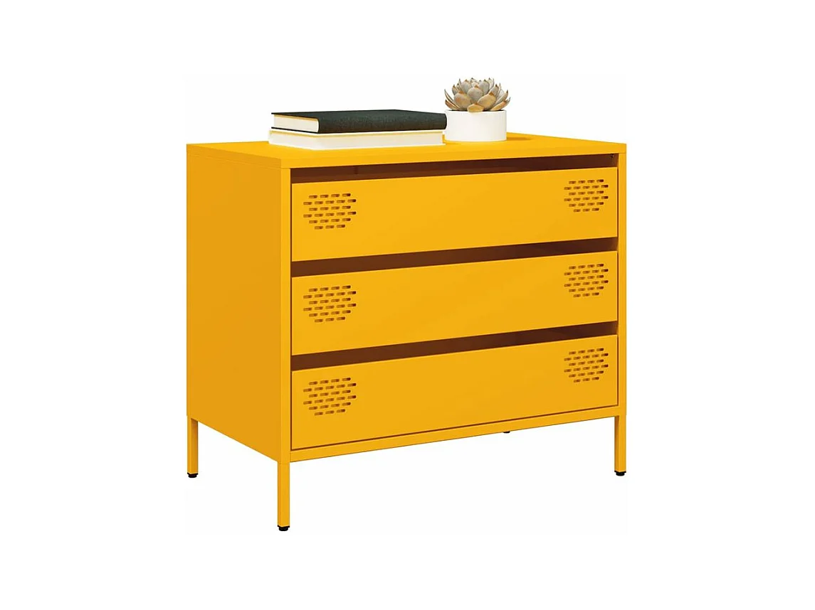 Buffet jaune moutarde 68x39x58,5 acier laminé à froid