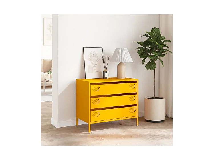 Buffet jaune moutarde 68x39x58,5 acier laminé à froid