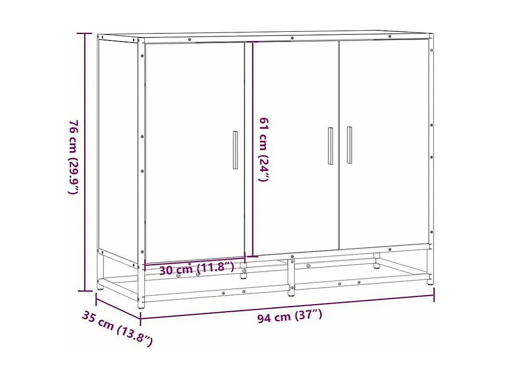 Buffet sonoma gris 94x35x76 bois d'ingénierie