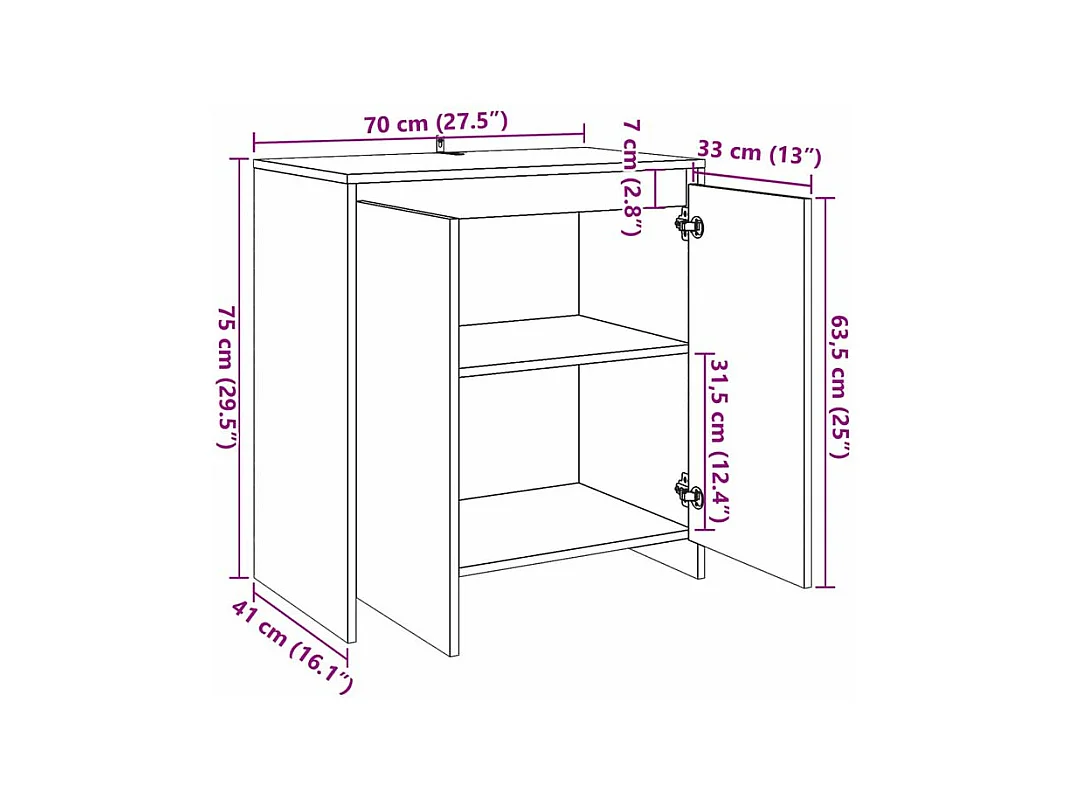 Buffet vieux bois 70x41x75 bois d'ingénierie