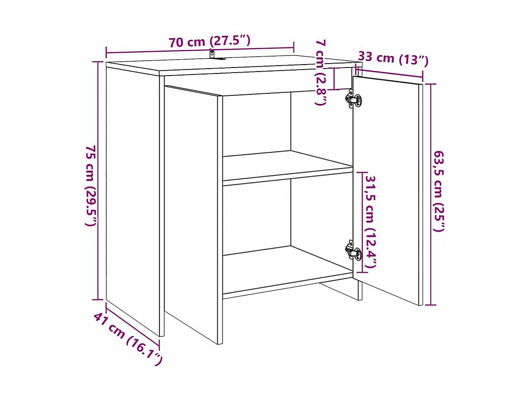 Buffet vieux bois 70x41x75 bois d'ingénierie