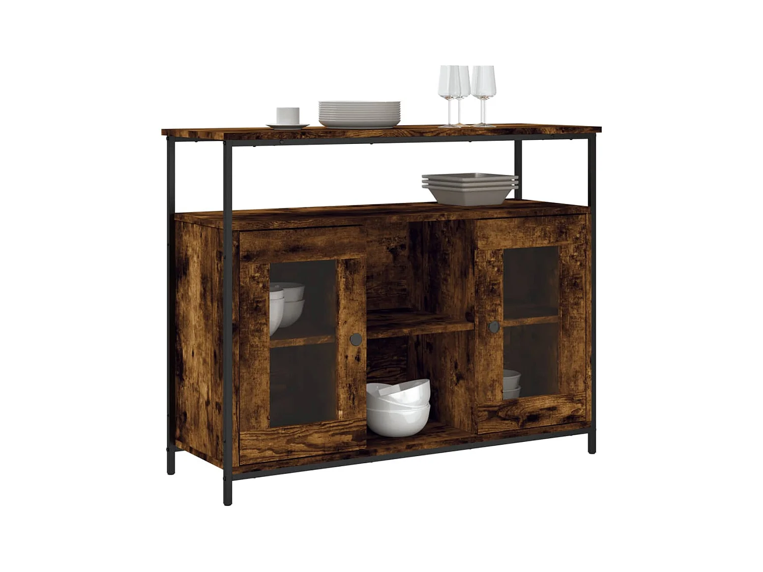 Buffet chêne fumé 100x35x80 bois d'ingénierie