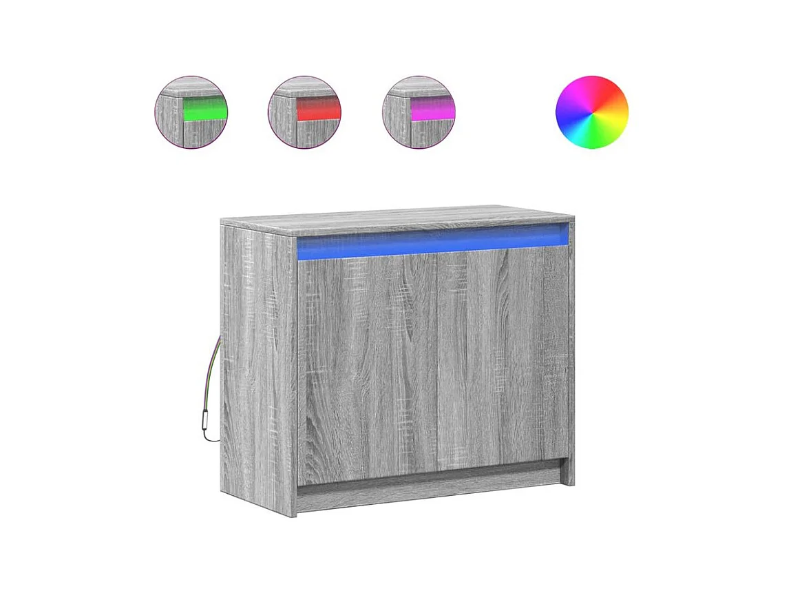 Buffet avec LED sonoma gris 72x34x61 bois d'ingénierie