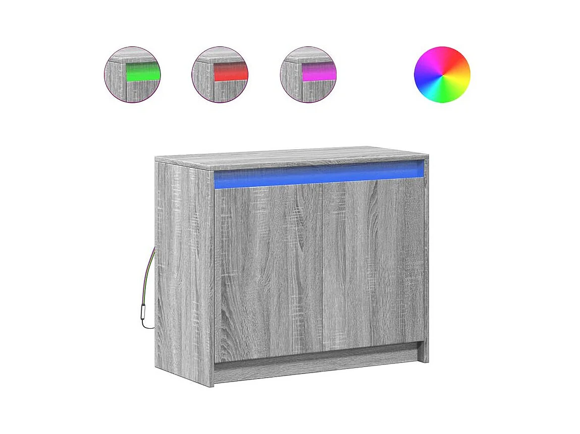 Buffet avec LED sonoma gris 72x34x61 bois d'ingénierie