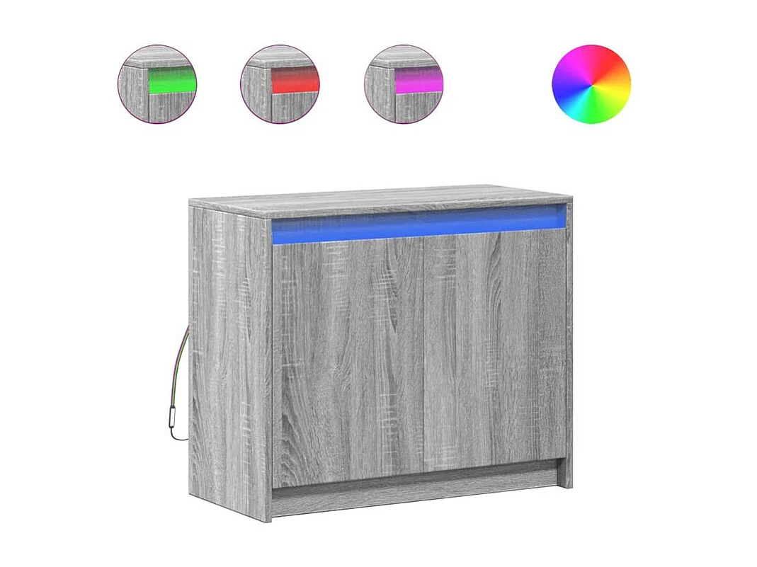 Buffet avec LED sonoma gris 72x34x61 bois d'ingénierie