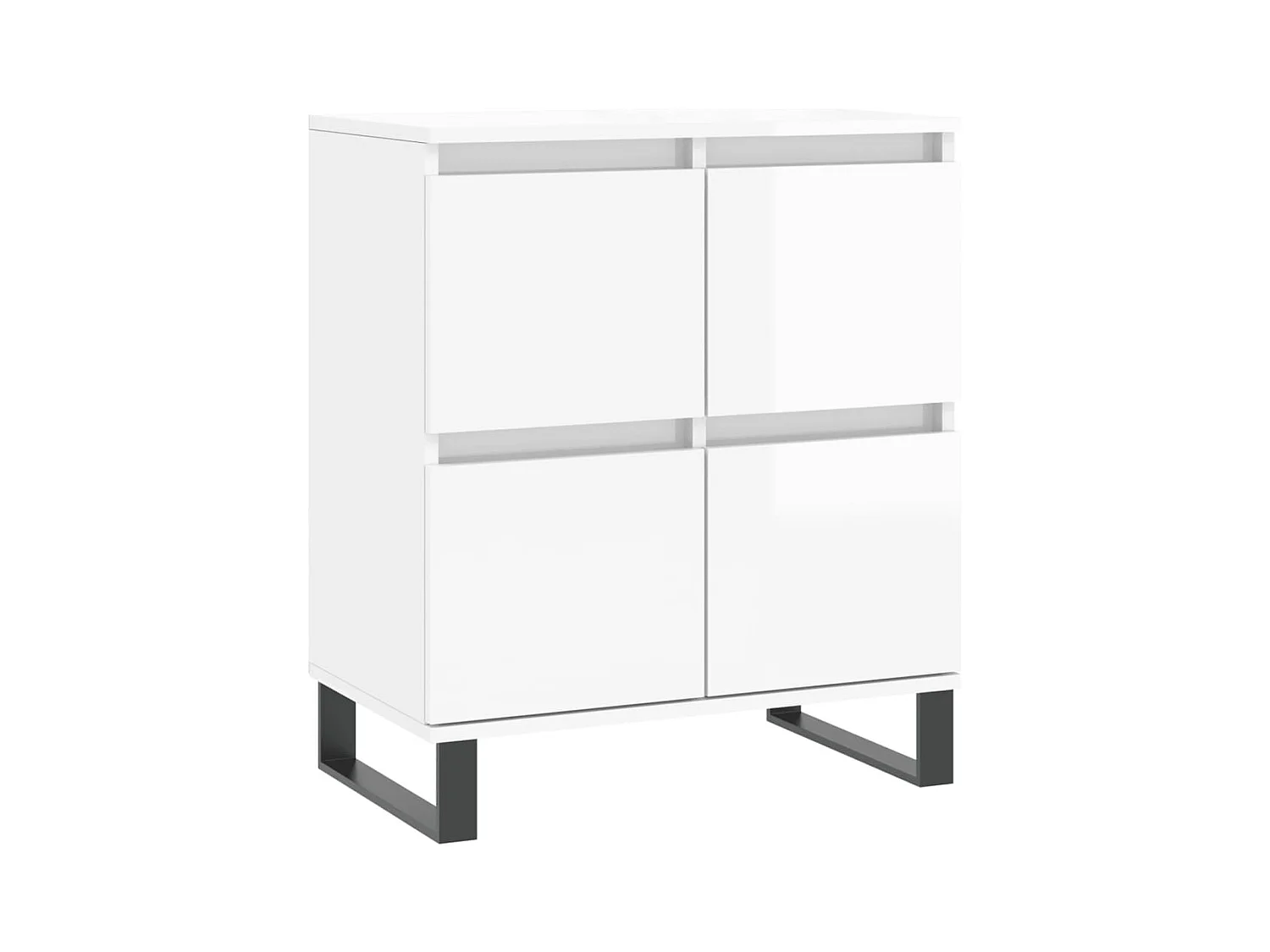 Buffets 2 pcs blanc brillant bois d'ingénierie