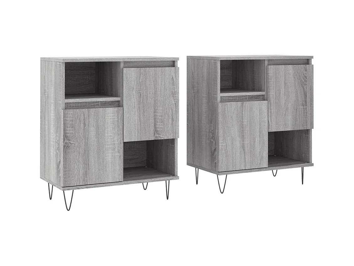 Buffets 2 pcs sonoma gris bois d'ingénierie