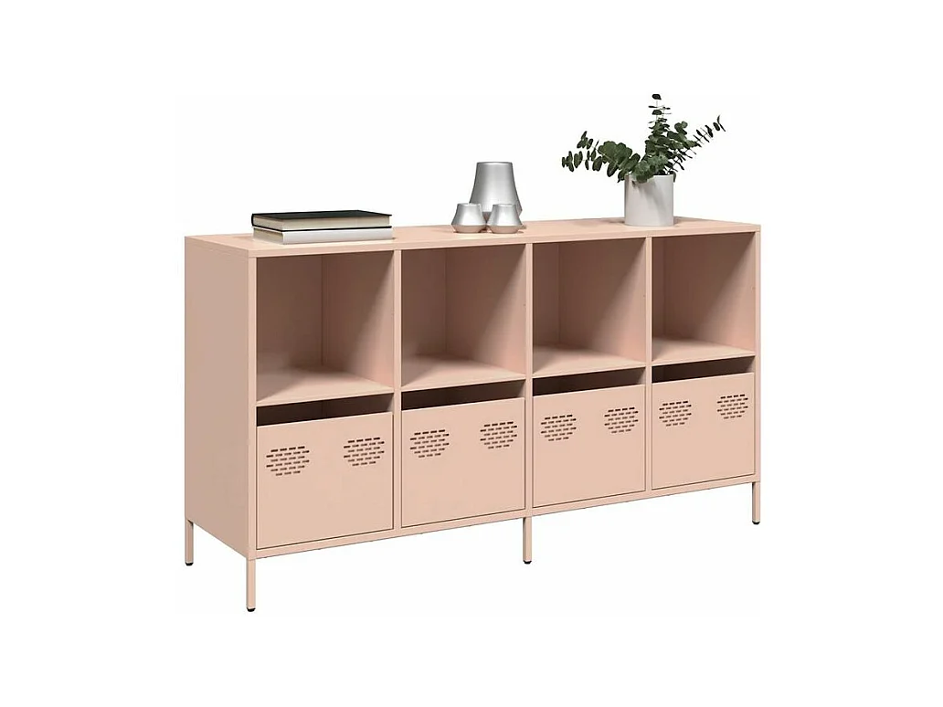 Buffet rose 135x39x73,5 acier laminé à froid