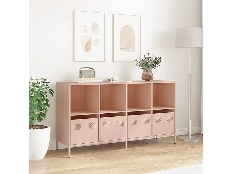 Buffet rose 135x39x73,5 acier laminé à froid