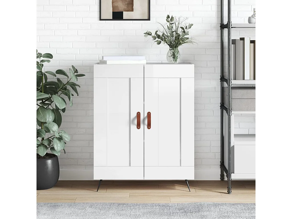 Buffet Blanc brillant 69,5x34x90 Bois d'ingénierie