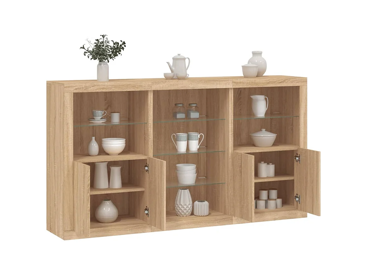 Buffet avec lumières LED chêne sonoma 181,5x37x100