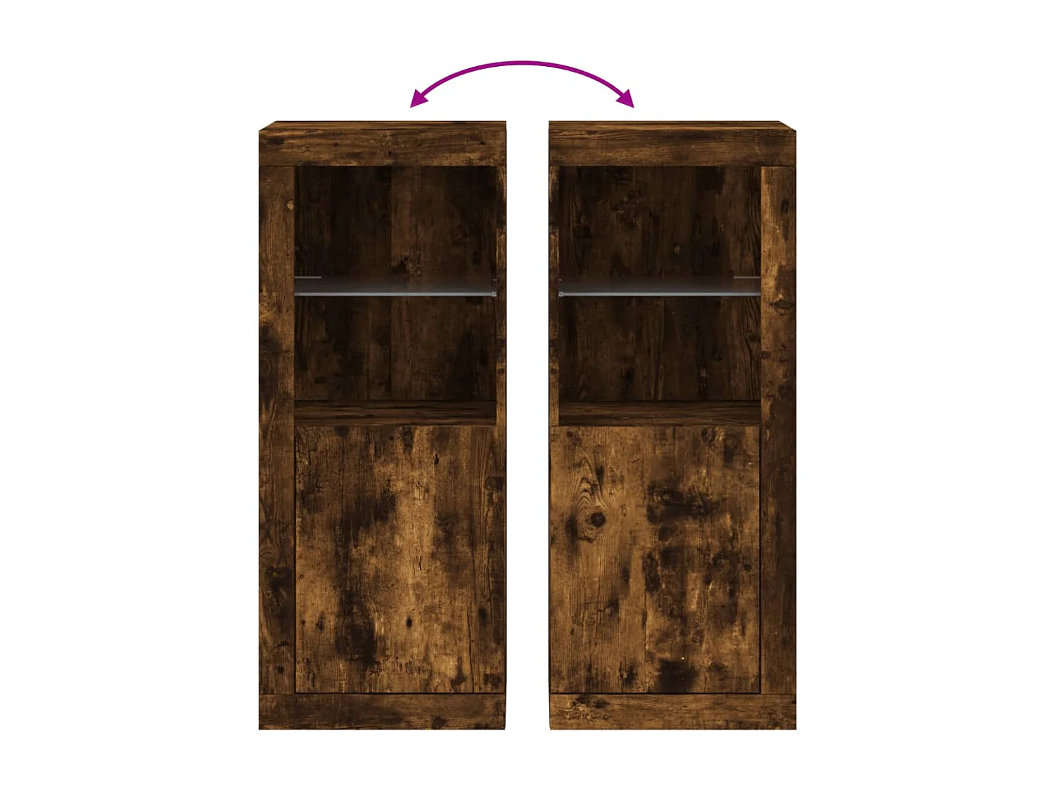 Buffet avec lumières LED chêne fumé 41x37x100