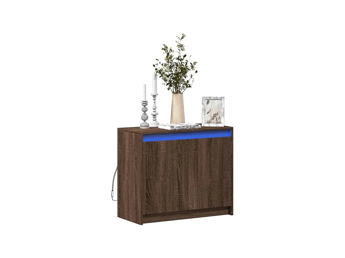 Buffet avec LED chêne marron 72x34x61 bois d'ingénierie