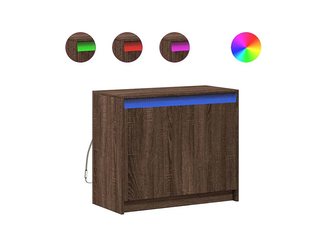Buffet avec LED chêne marron 72x34x61 bois d'ingénierie