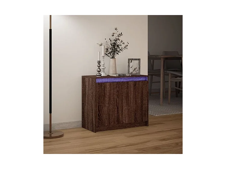 Buffet avec LED chêne marron 72x34x61 bois d'ingénierie