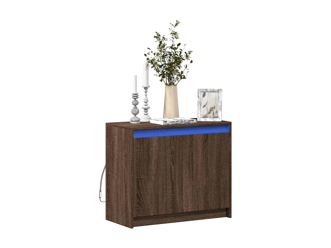 Buffet avec LED chêne marron 72x34x61 bois d'ingénierie
