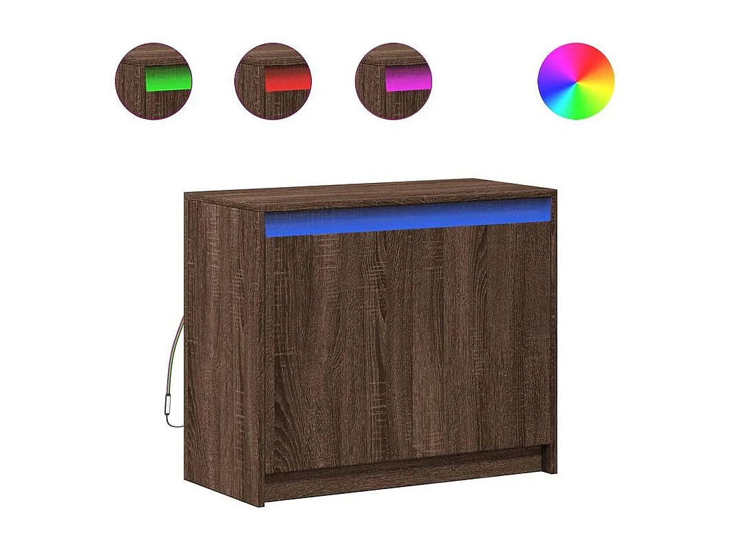 Buffet avec LED chêne marron 72x34x61 bois d'ingénierie