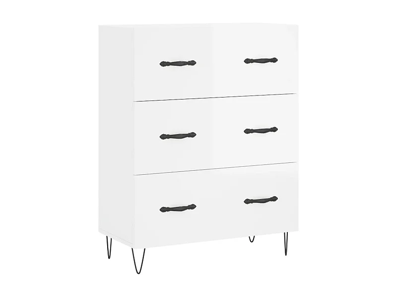 Buffet Blanc brillant 69,5x34x90 Bois d'ingénierie