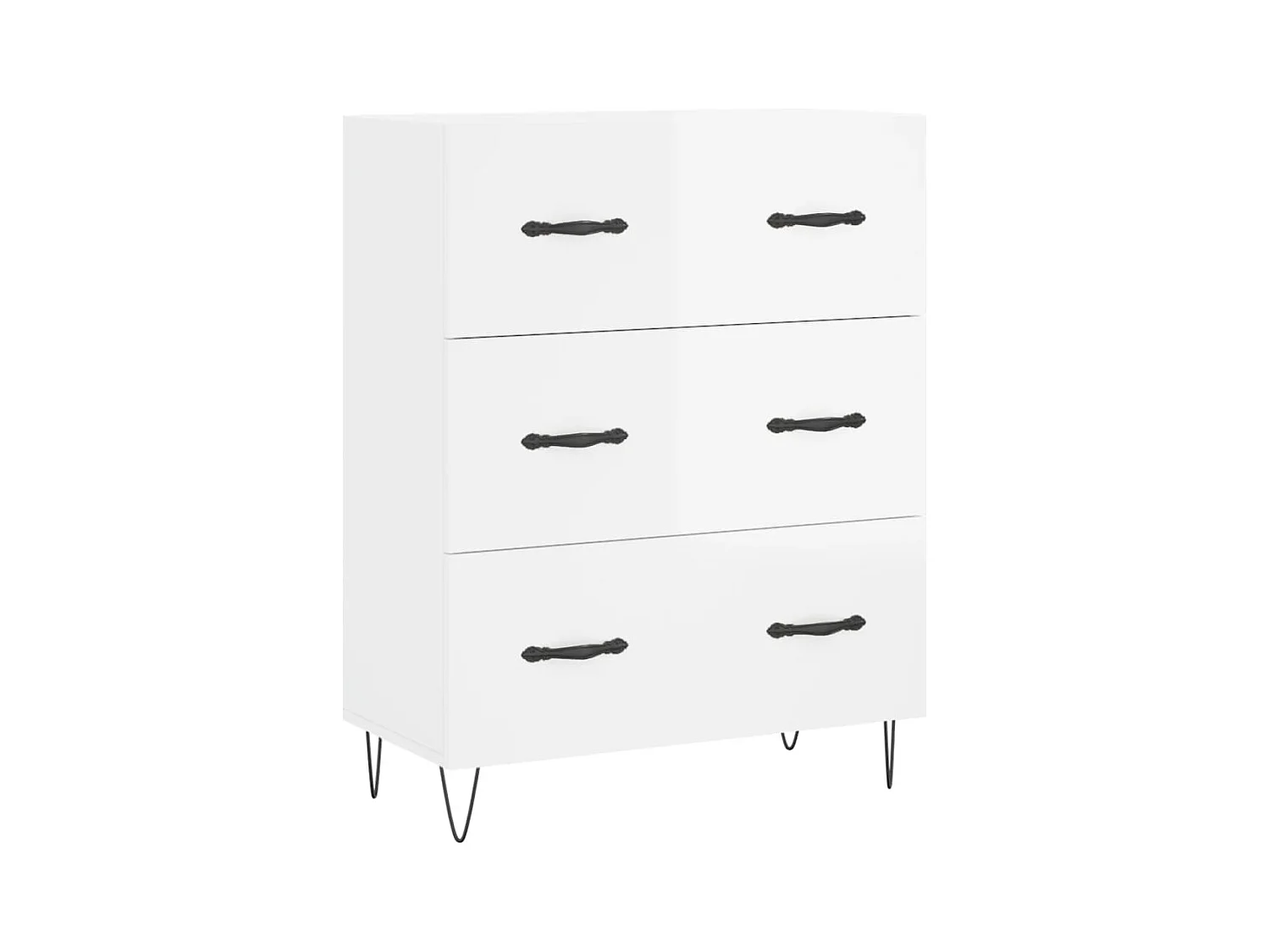 Buffet Blanc brillant 69,5x34x90 Bois d'ingénierie