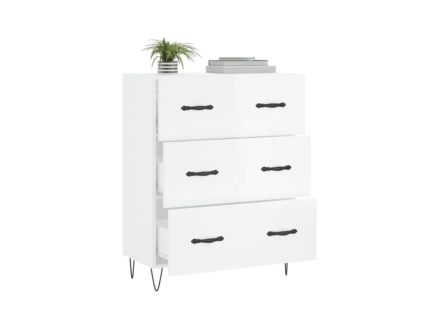 Buffet Blanc brillant 69,5x34x90 Bois d'ingénierie