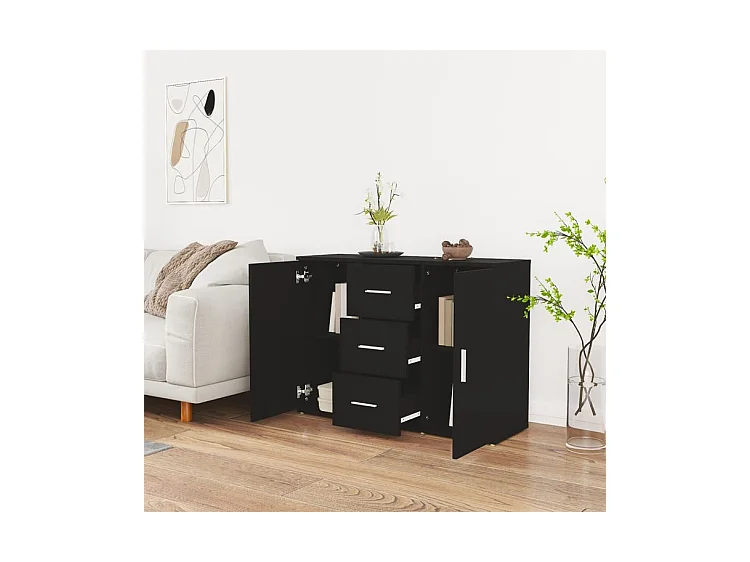 Buffet Noir 91x29,5x65 Bois d'ingénierie
