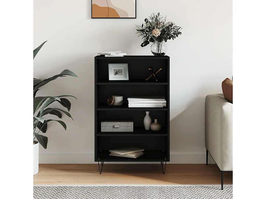 Buffet haut noir 57x35x90 bois d'ingénierie