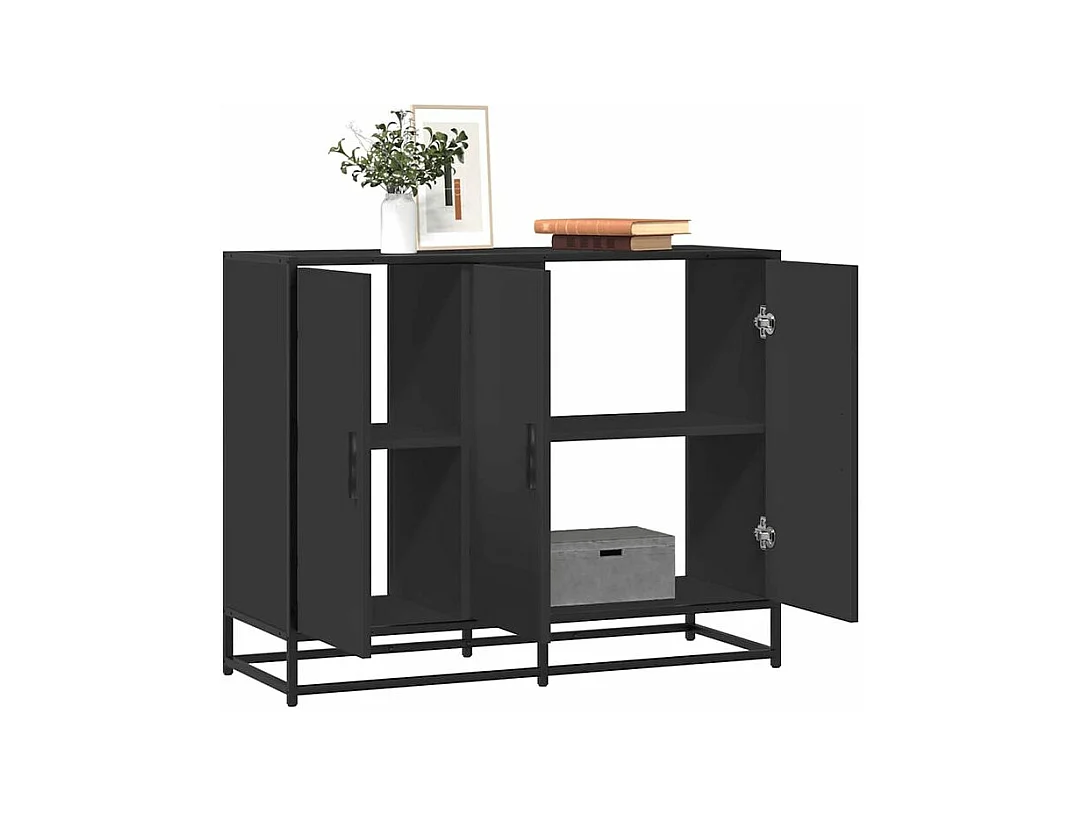 Buffet noir 94x35x76 bois d’ingénierie