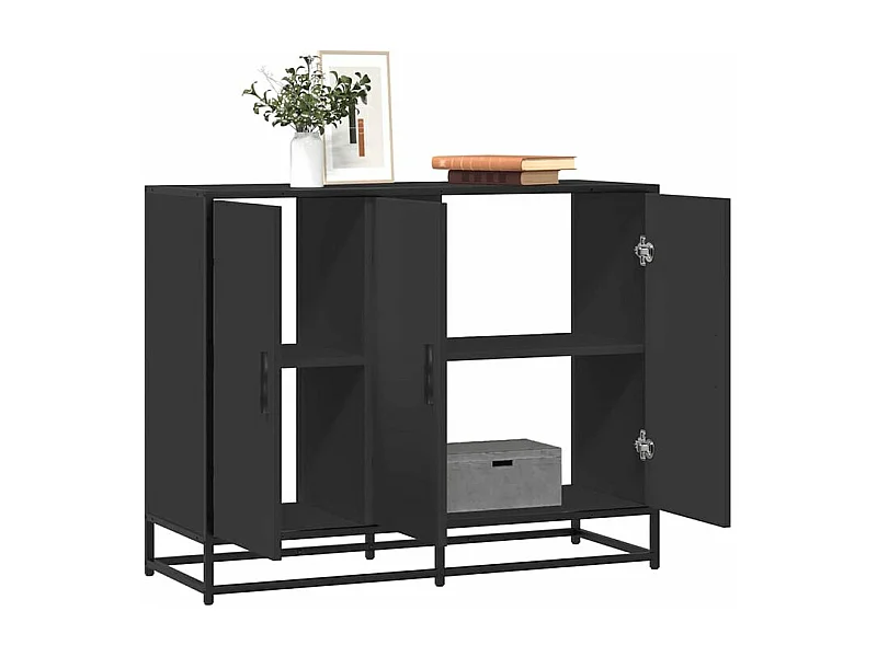 Buffet noir 94x35x76 bois d’ingénierie