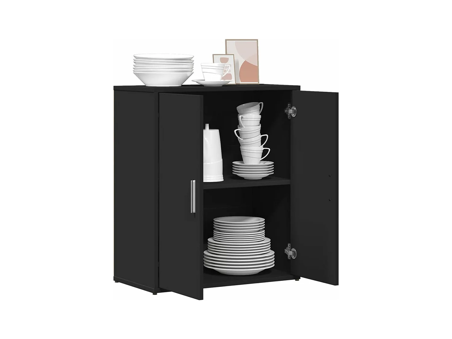 Buffet noir 60x31x70 bois d'ingénierie