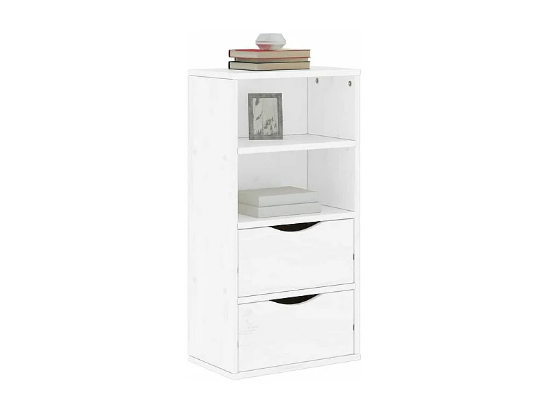 Armoire latérale tiroirs ODDA blanc 40x24x79 bois massif pin