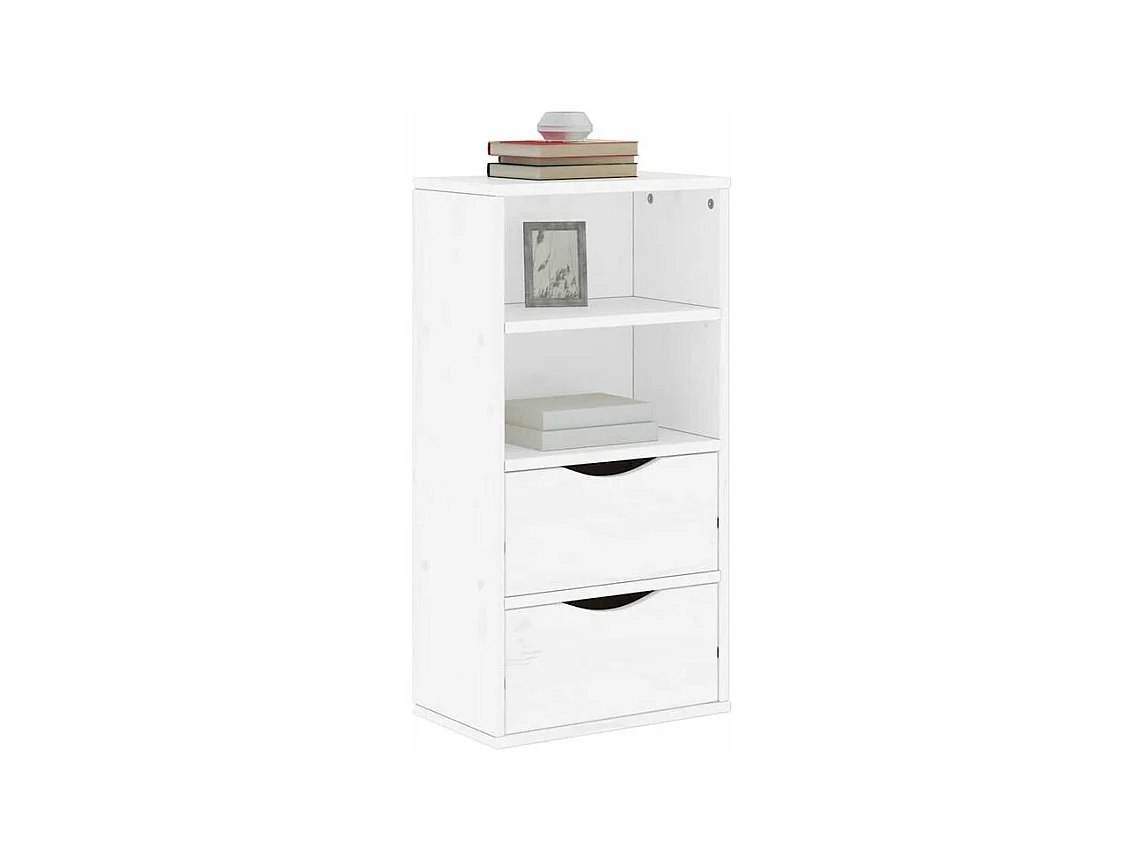 Armoire latérale tiroirs ODDA blanc 40x24x79 bois massif pin