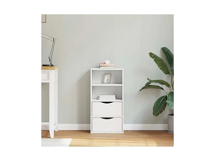 Armoire latérale tiroirs ODDA blanc 40x24x79 bois massif pin