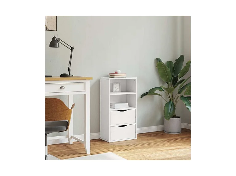 Armoire latérale tiroirs ODDA blanc 40x24x79 bois massif pin