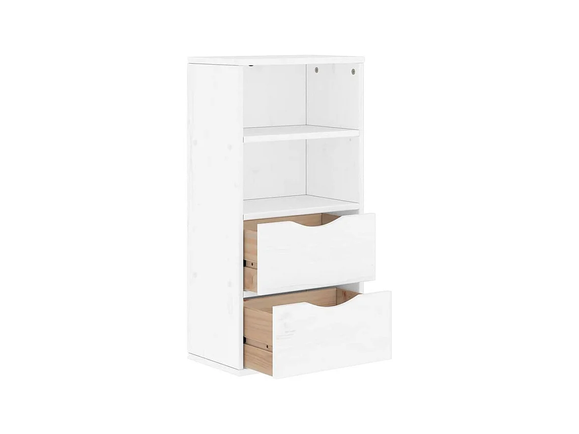 Armoire latérale tiroirs ODDA blanc 40x24x79 bois massif pin